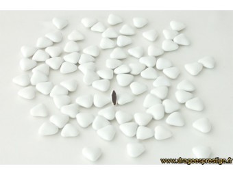 Dragées naissance chocolat mini-coeur blanc